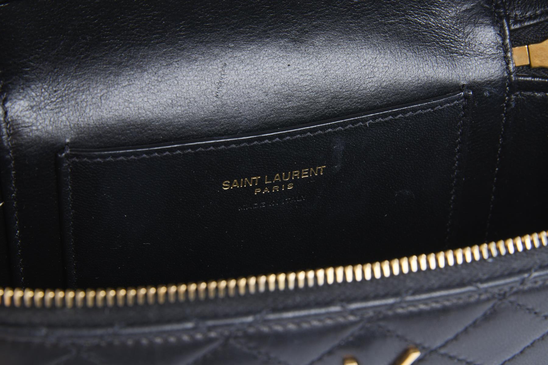 SAINT LAURENT BLACK GABY VANITY LEATHER SHOULDER BAG