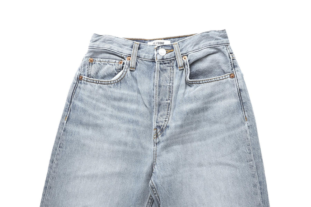 RE/DONE BLUE HIGH RISE WIDE LEG JEANS W24 UK 6
