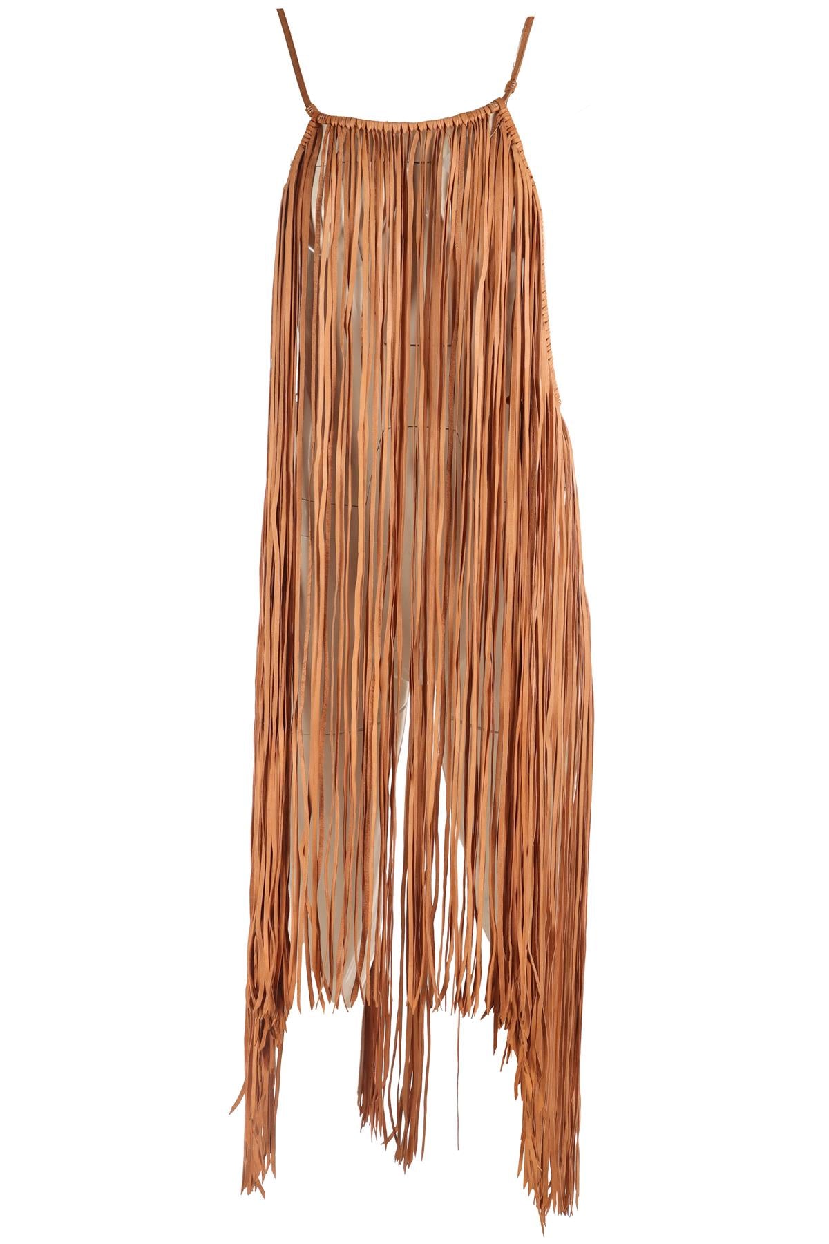 CARAVANA BEIGE LEATHER MIDI DRESS ONE SIZE