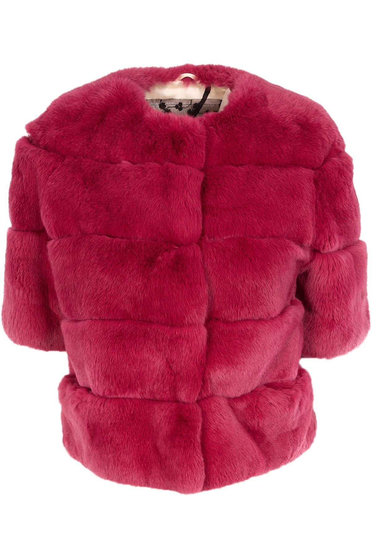 SIMONETTA RAVIZZA PINK RABBIT FUR JACKET IT 40 UK 8