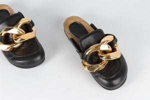 J.W. ANDERSON BLACK CHAIN AND LEATHER MULES EU 39 UK 6 US 9