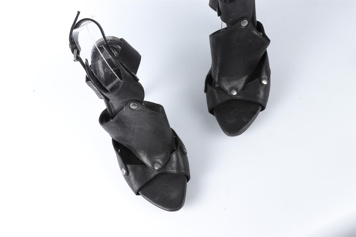 CHRISTIAN DIOR BLACK LEATHER SANDALS EU 39 UK 6 US 9