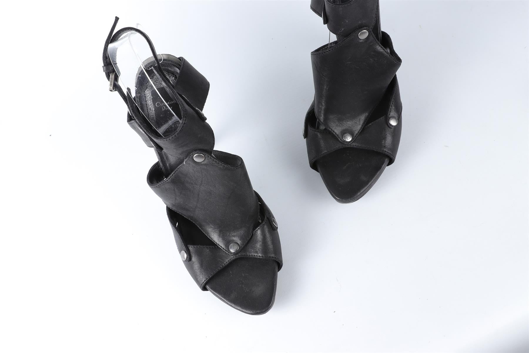 CHRISTIAN DIOR BLACK LEATHER SANDALS EU 39 UK 6 US 9