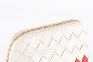 BOTTEGA VENETA WHITE INTRECCIATO LEATHER POUCH