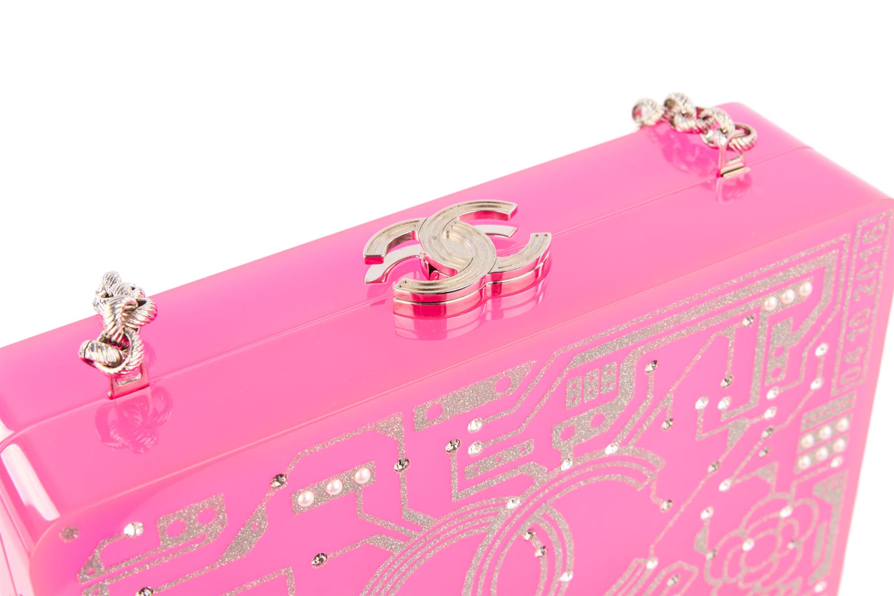 CHANEL PINK 2017-2018 MOTHERBOARD MINAUDIERE PLEXIGLASS CLUTCH