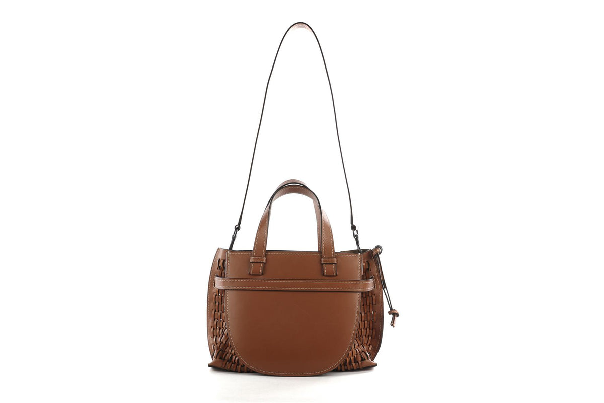 LOEWE BROWN GATE SMALL LEATHER TOTE BAG