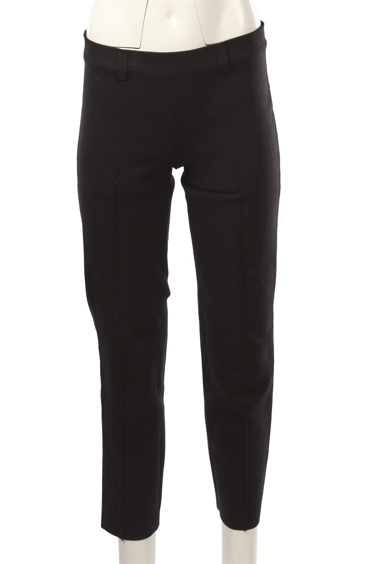 BLACK COTTON STRAIGHT LEG PANTS