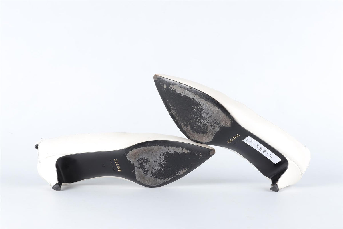 CELINE WHITE LEATHER PUMPS EU 38 UK 5 US 8