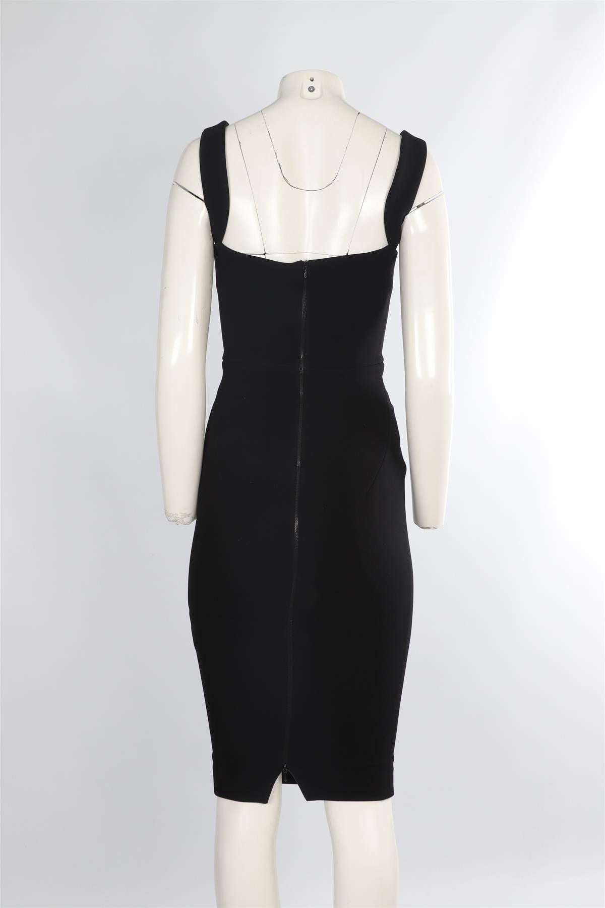 VICTORIA BECKHAM BLACK CADY MIDI DRESS UK 8