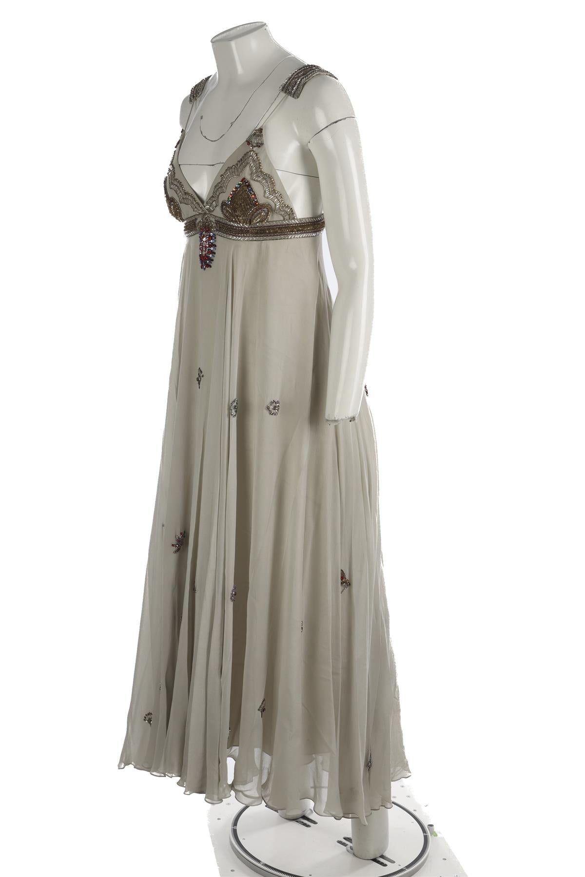 MATTHEW WILLIAMSON GREY SILK MAXI DRESS US 8 UK 12