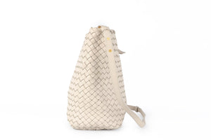 BOTTEGA VENETA ECRU INTRECCIATO LEATHER BUCKET BAG