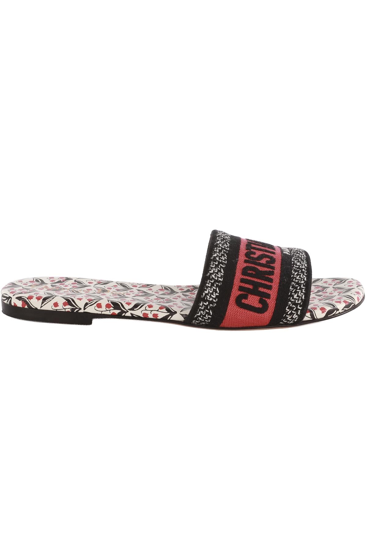 CHRISTIAN DIOR RED DWAY CANVAS AND LEATHER SANDALS EU 36 UK 3 US 6