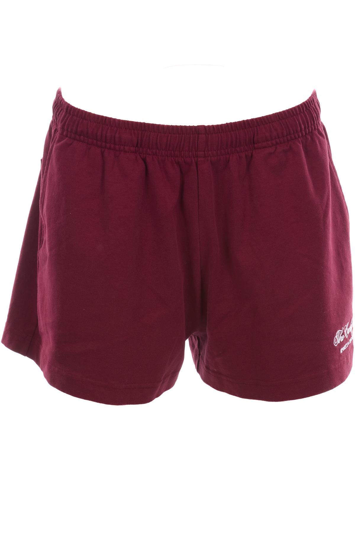 SPORTY & RICH + THE CARLYLE BURGUNDY COTTON SHORTS LARGE