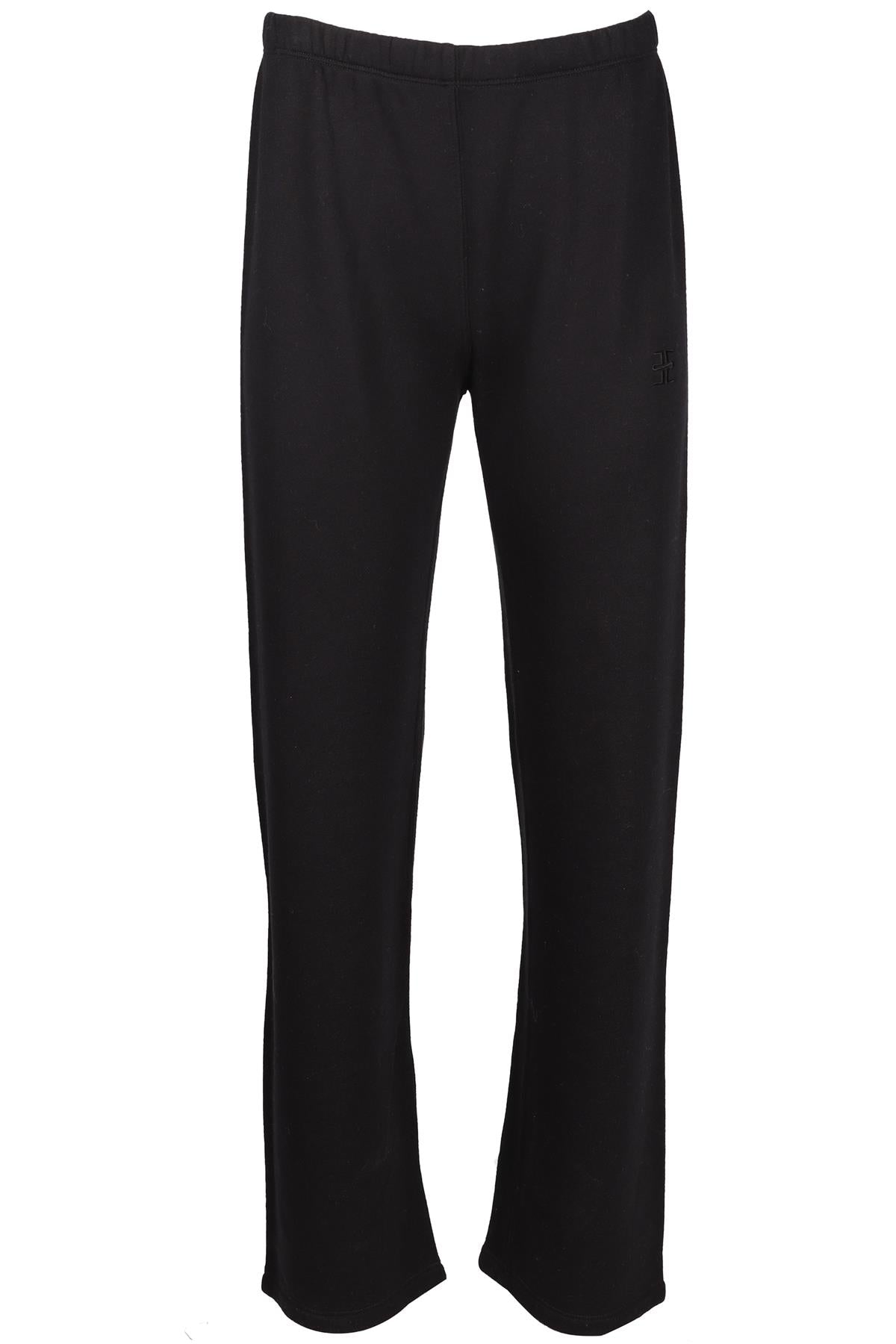 ÉTERNE BLACK COTTON BLEND STRAIGHT LEG PANTS SMALL