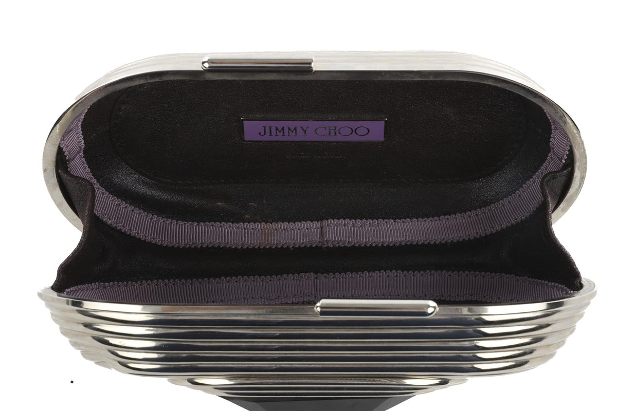 JIMMY CHOO SILVER METAL CLUTCH