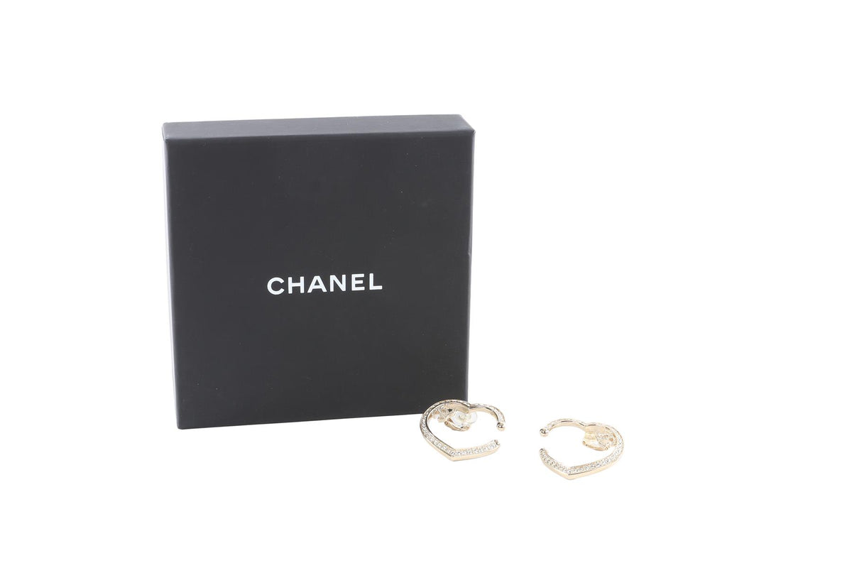 CHANEL SILVER 2023 HEART CLIP ON EARRINGS