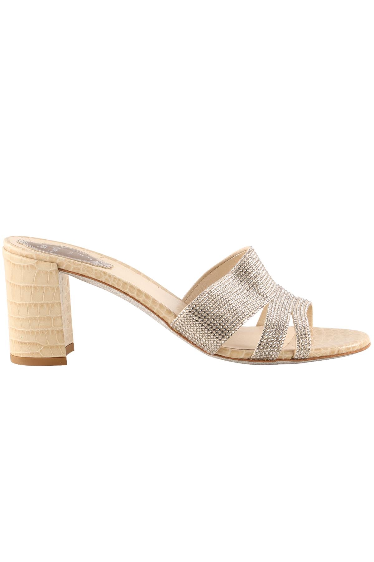RENÉ CAOVILLA BEIGE LEATHER MULES EU 38.5 UK 5.5 US 8.5