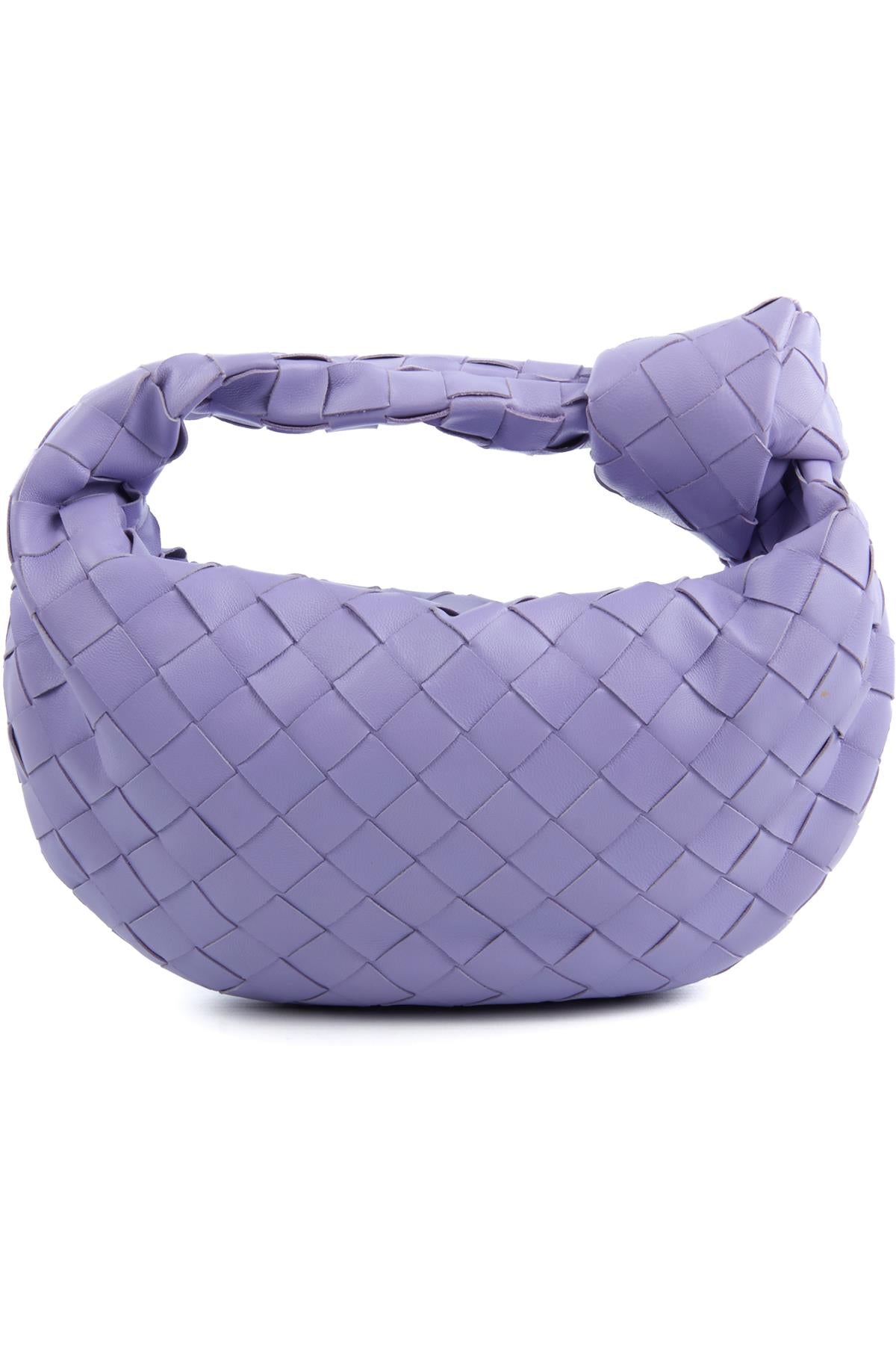 BOTTEGA VENETA PURPLE JODIE MINI INTRECCIATO LEATHER TOTE BAG