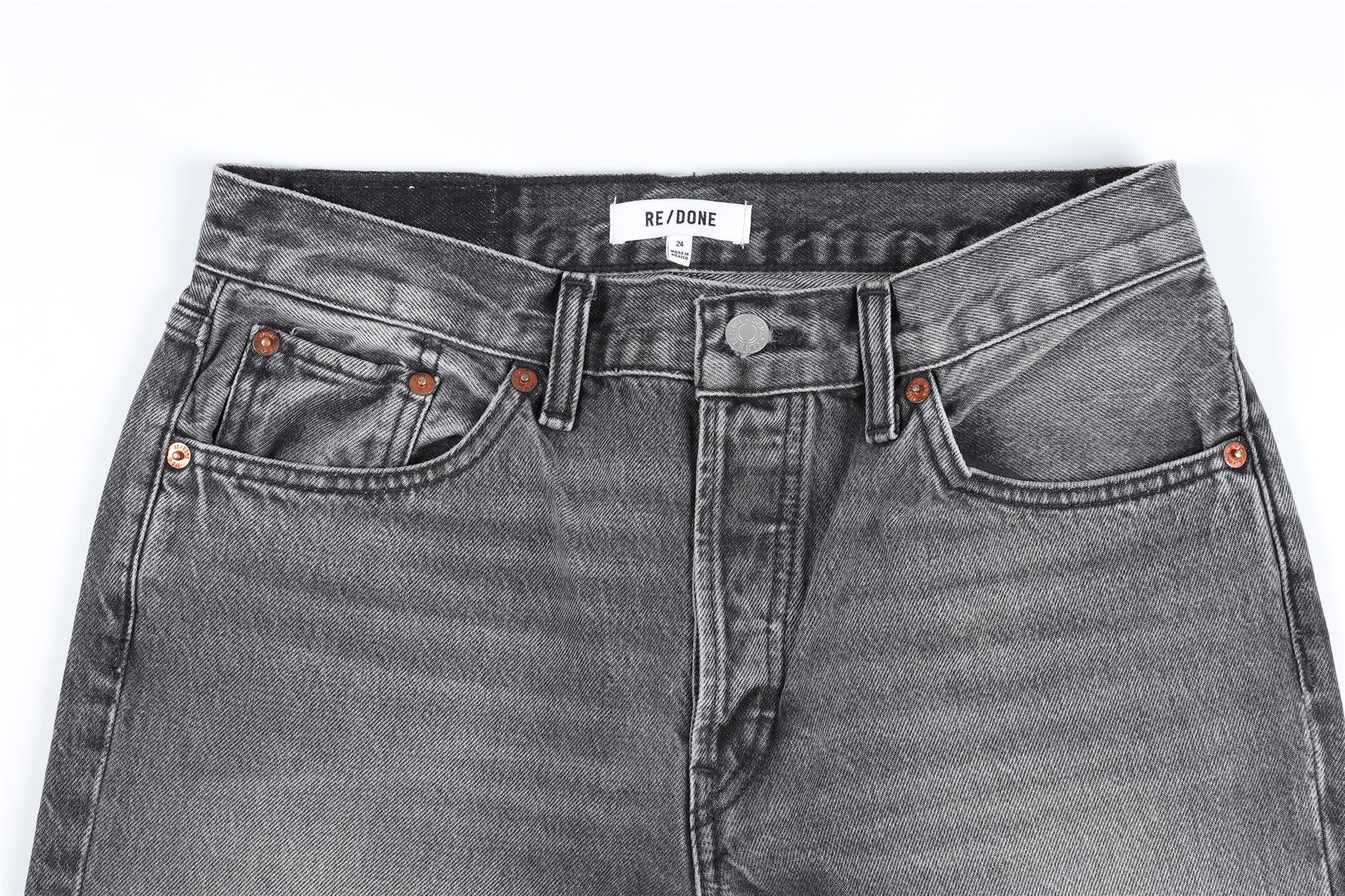 RE/DONE GREY HIGH RISE WIDE LEG JEANS W24 UK 6