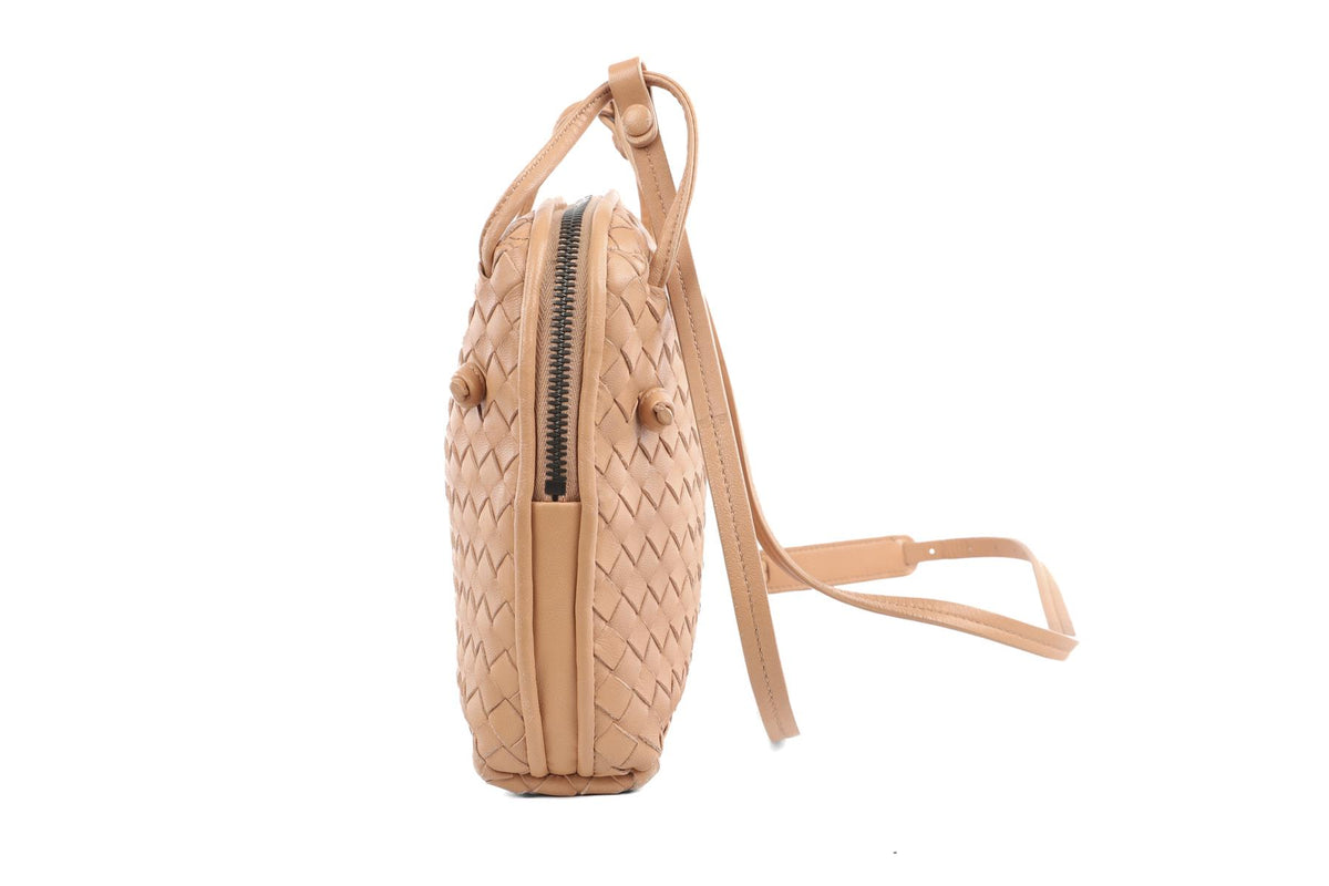 BOTTEGA VENETA BEIGE NODINI INTRECCIATO LEATHER SHOULDER BAG