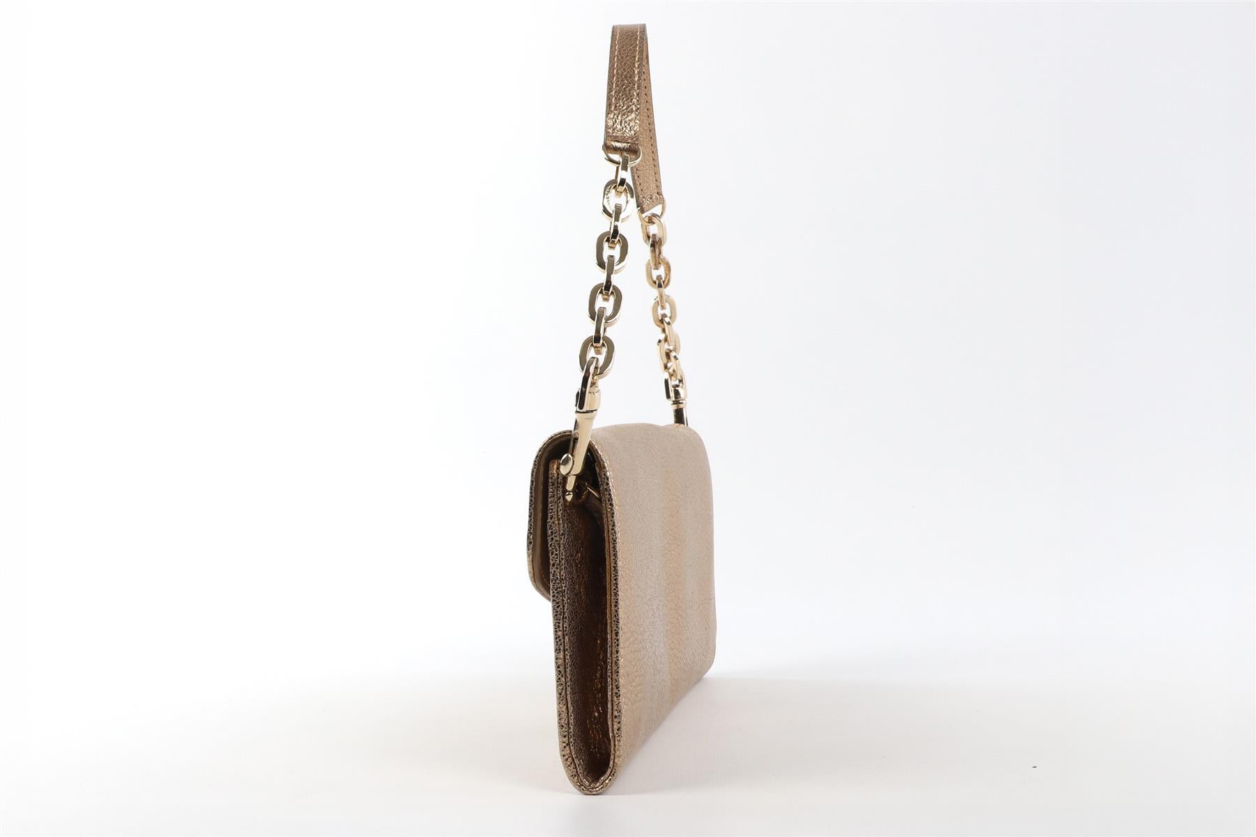 JIMMY CHOO GOLD LEATHER SHOULDER BAG
