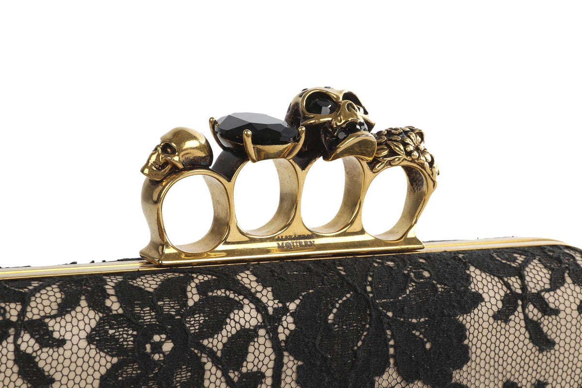 ALEXANDER MCQUEEN BLACK KNUCKLE LACE CLUTCH
