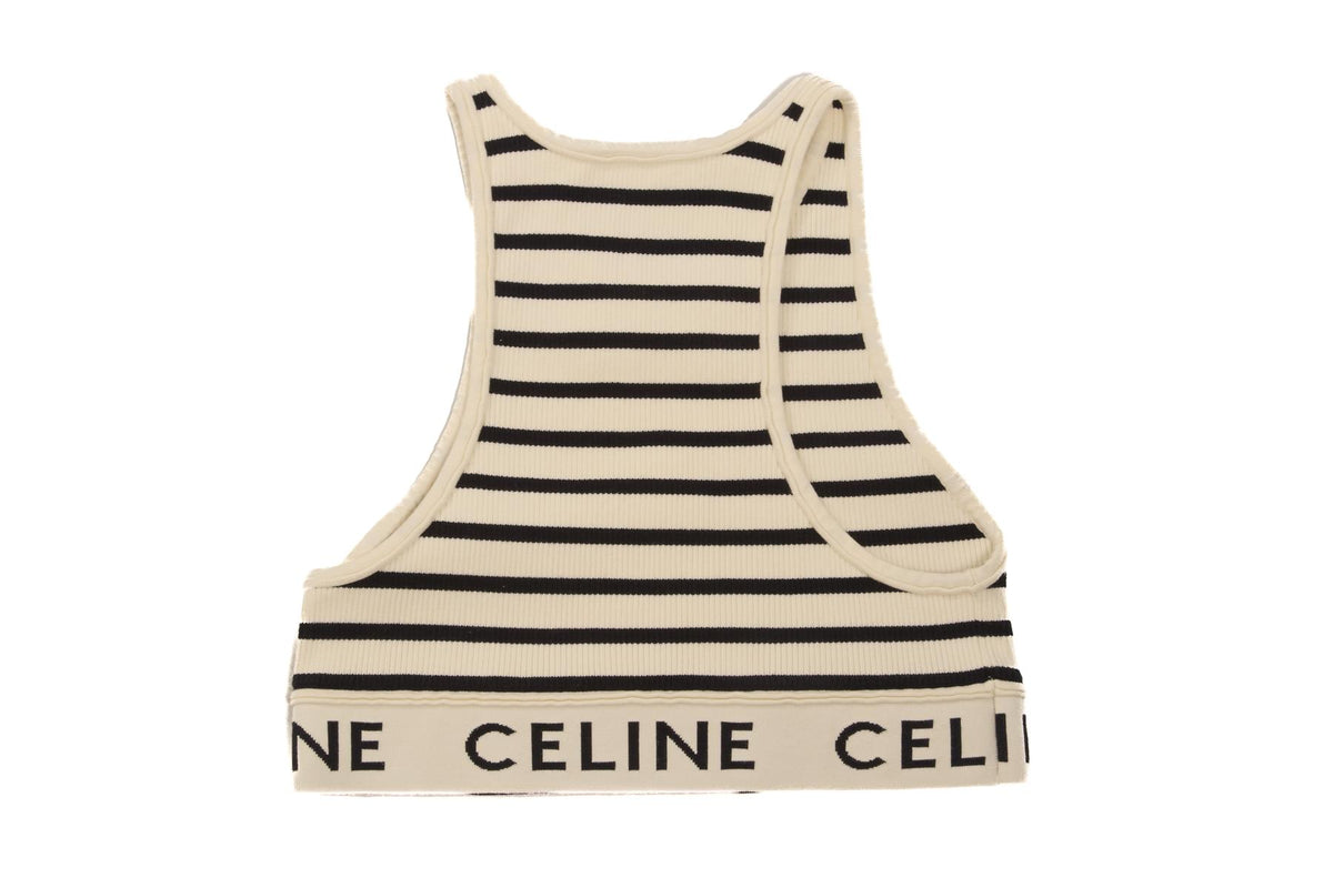 CELINE CREAM KNIT CROP TOP SMALL