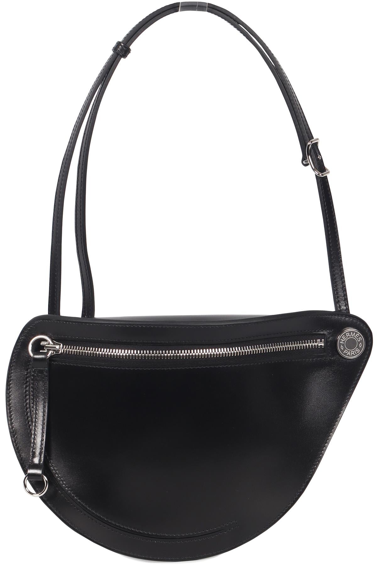 HERMÈS BLACK 2024 PETITE COURSE BOX LEATHER SHOULDER BAG IN NOIR