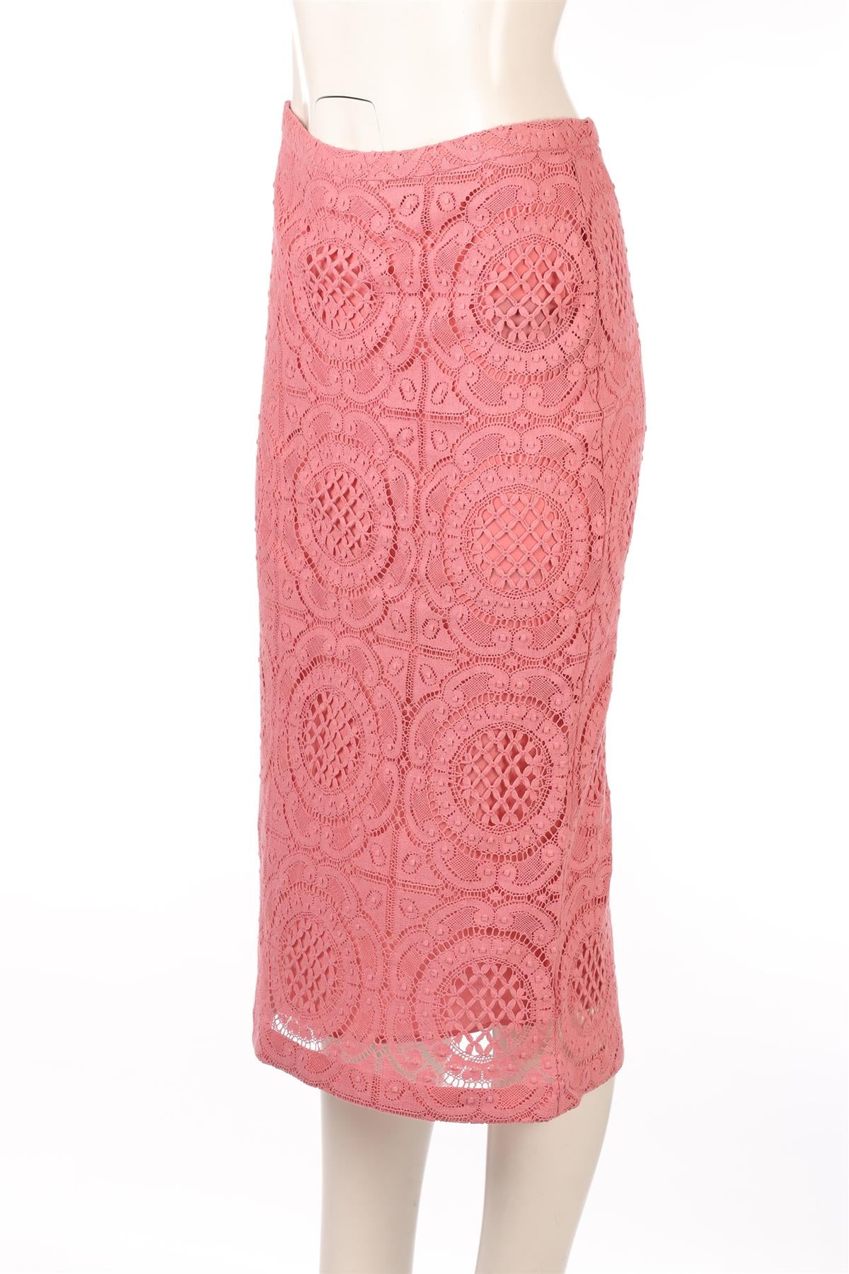 BURBERRY PINK LACE MIDI SKIRT IT 42 UK 10