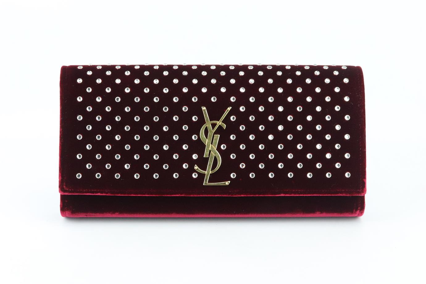 SAINT LAURENT MONOGRAMME EMBELLISHED VELVET CLUTCH