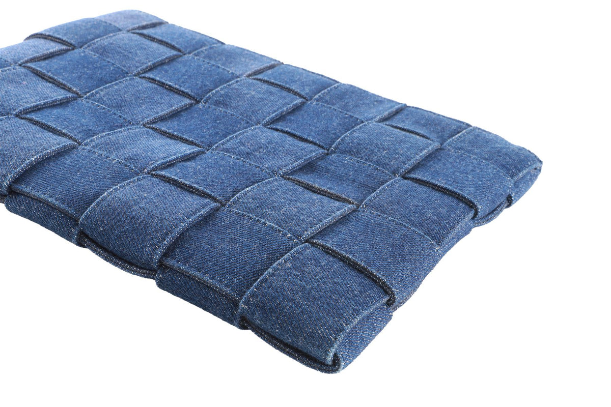 BOTTEGA VENETA BLUE INTRECCIATO DENIM CLUTCH