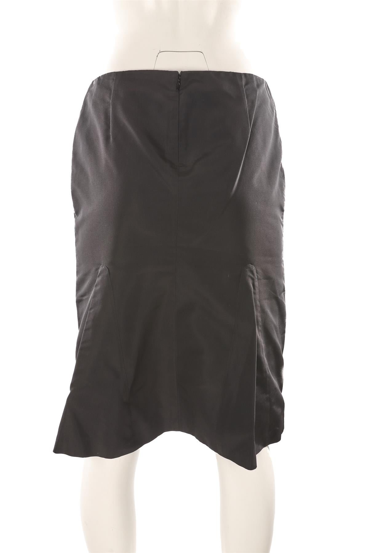ALEXANDER MCQUEEN BLACK 2004 SILK MIDI SKIRT IT 40 UK 8