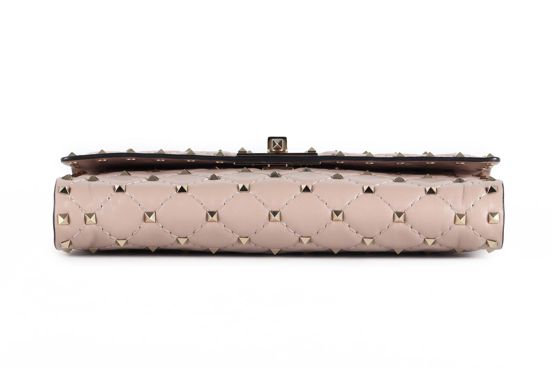 VALENTINO GARAVANI PINK ROCKSTUD LEATHER SHOULDER BAG