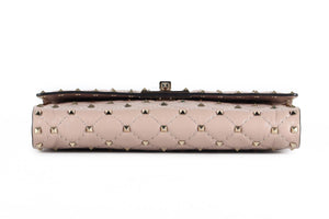 VALENTINO GARAVANI PINK ROCKSTUD LEATHER SHOULDER BAG
