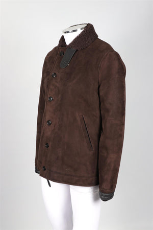 BERLUTI BROWN MEN'S SHEARLING AND SUEDE JACKET LARGE