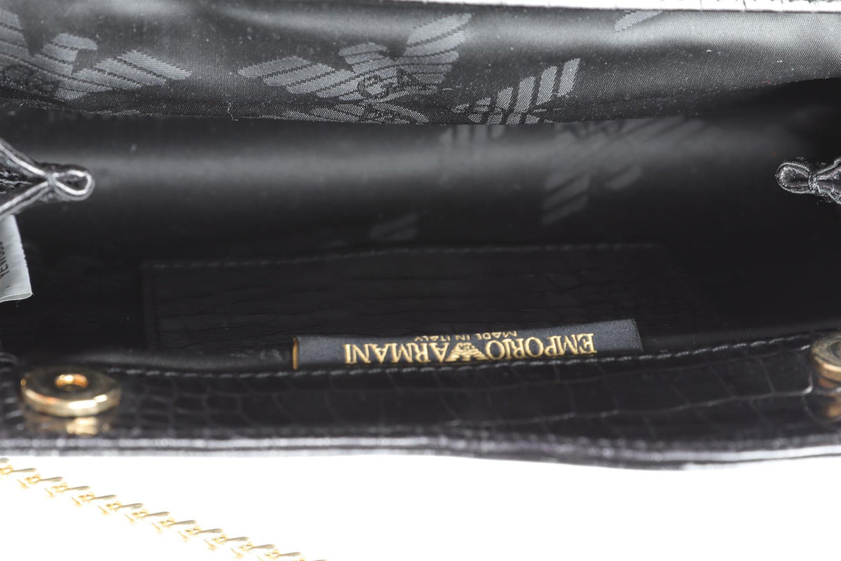 EMPORIO ARMANI BLACK LEATHER CLUTCH