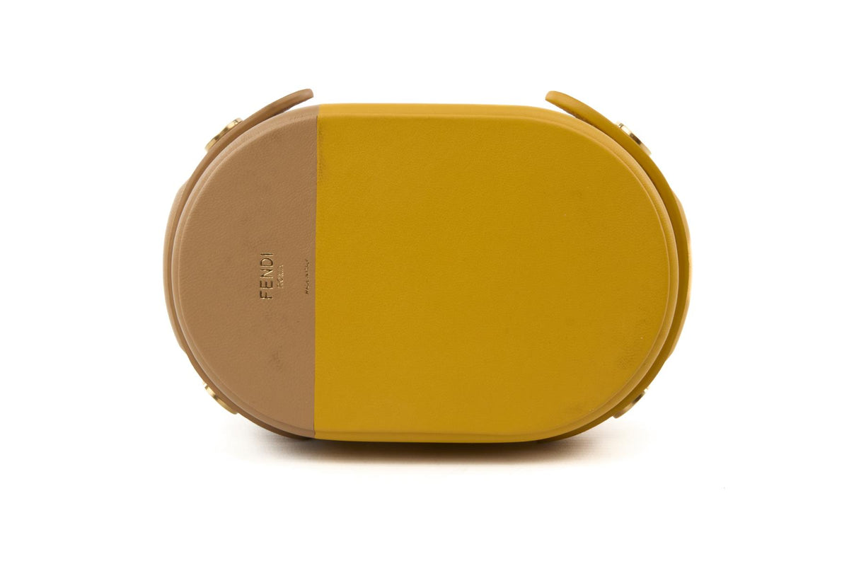 FENDI YELLOW O'LOCK OVAL LEATHER TRINKET BOX