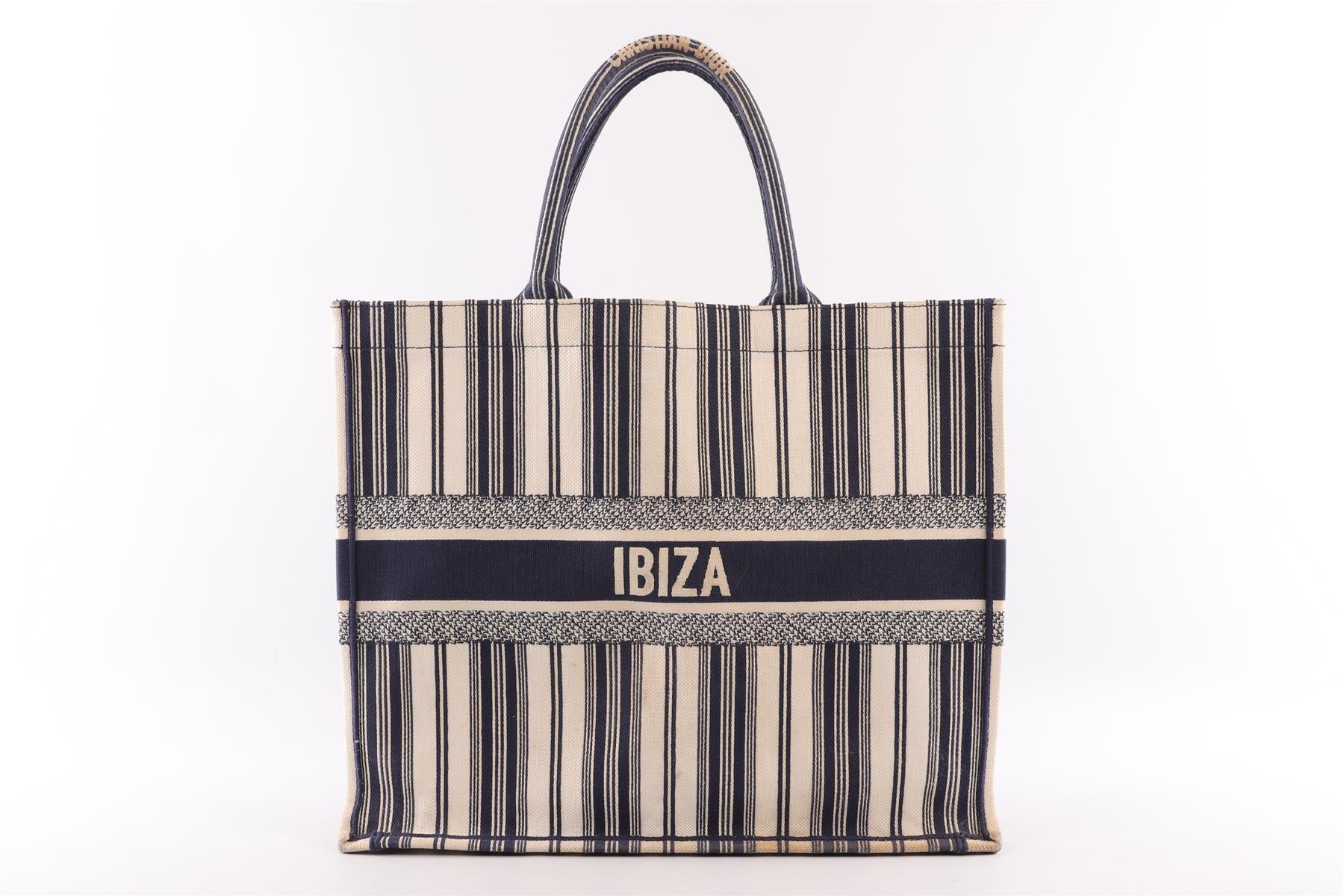 CHRISTIAN DIOR NAVY BOOK LARGE DIORIVIERA CANVAS TOTE BAG