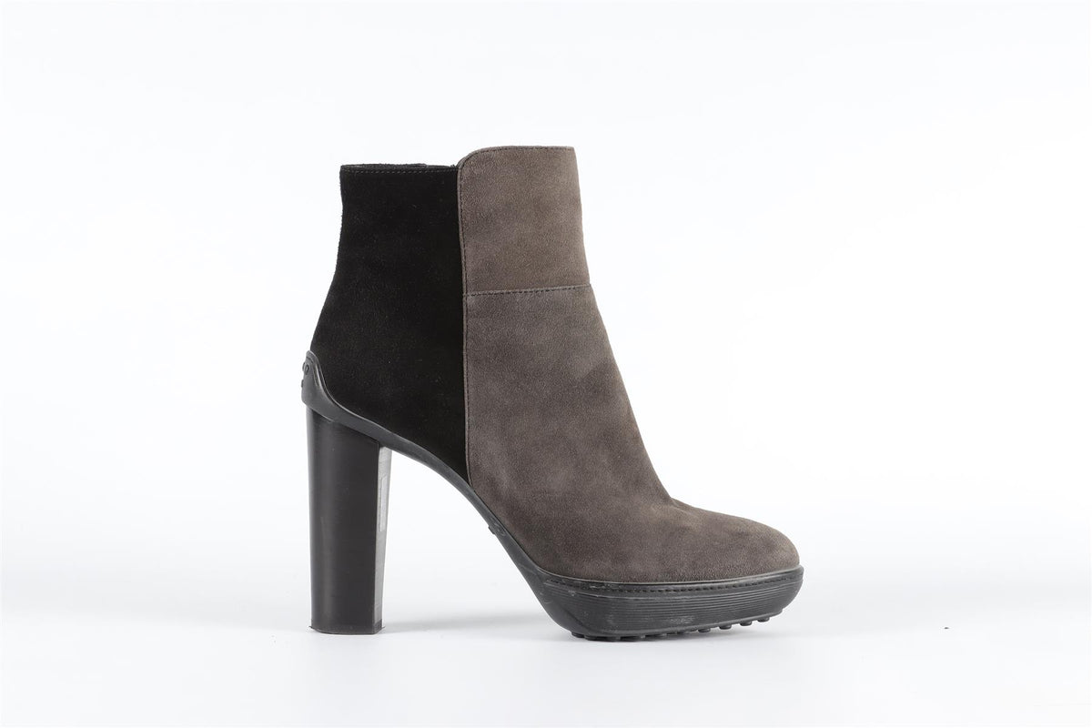 TOD'S GREY SUEDE ANKLE BOOTS HEELS EU 39 UK 6 US 9