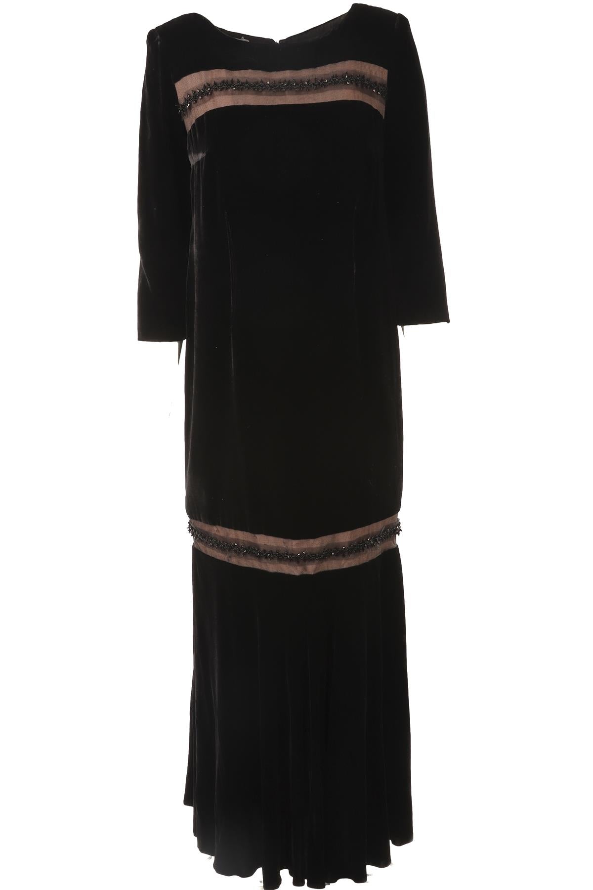 JACQUES AZAGURY BLACK VELVET MAXI DRESS UK 12