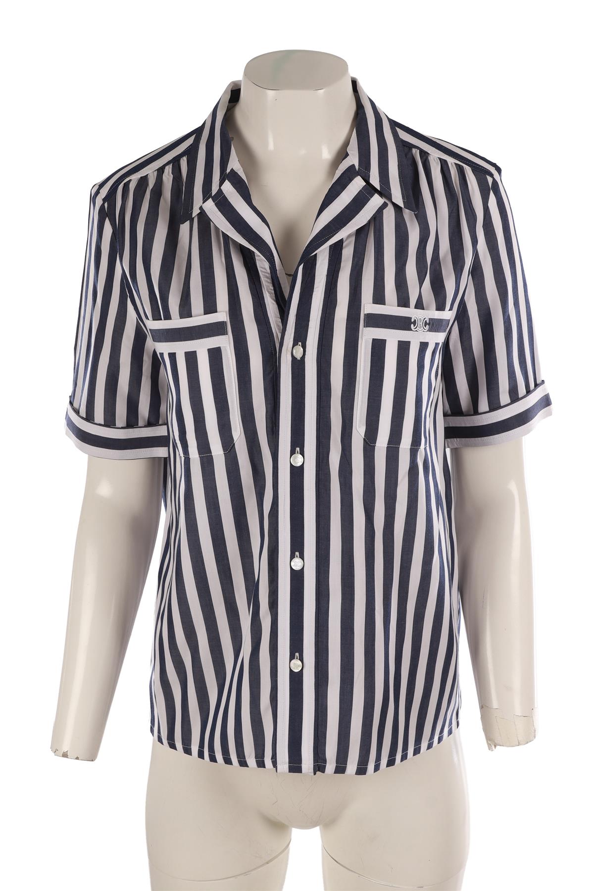 CELINE BLUE TRIOMPHE COTTON SHIRT FR 36 UK 8