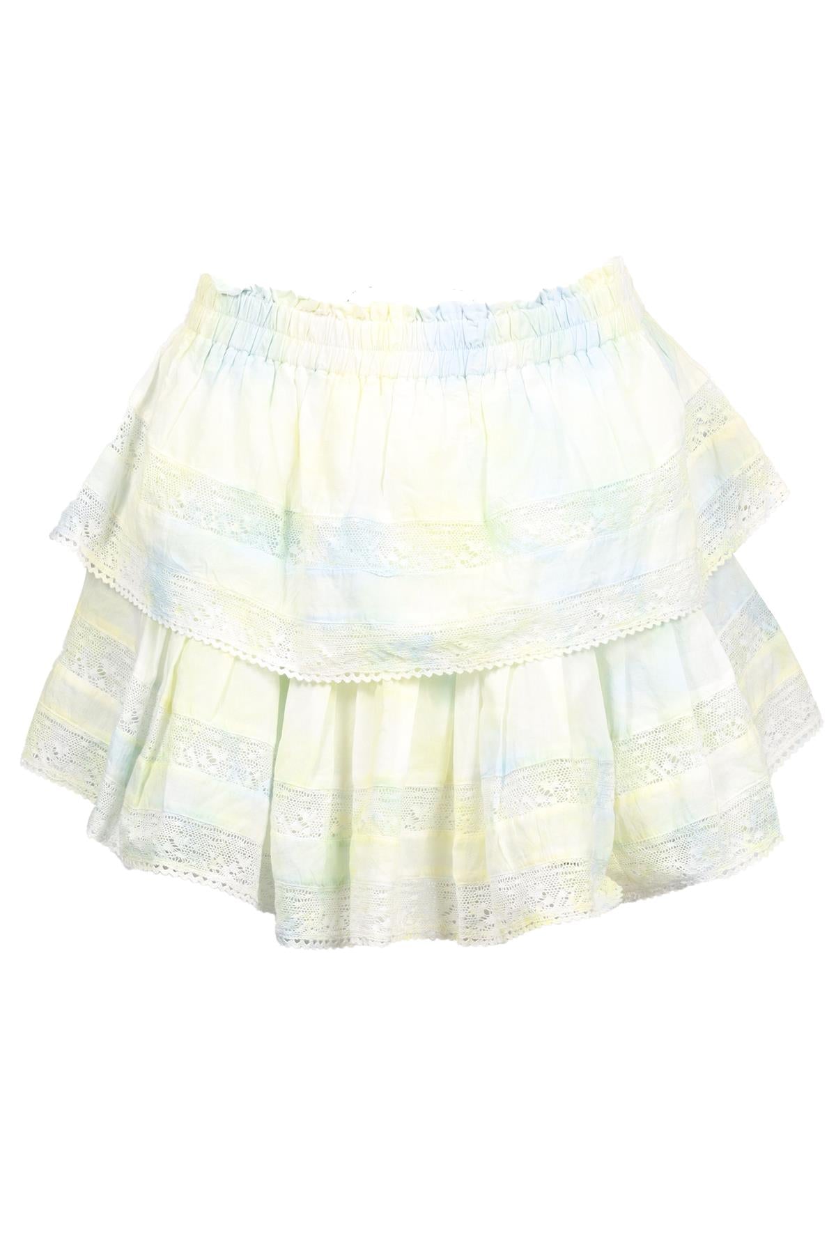 LOVESHACKFANCY BLUE AND YELLOW COTTON MINI SKIRT MEDIUM