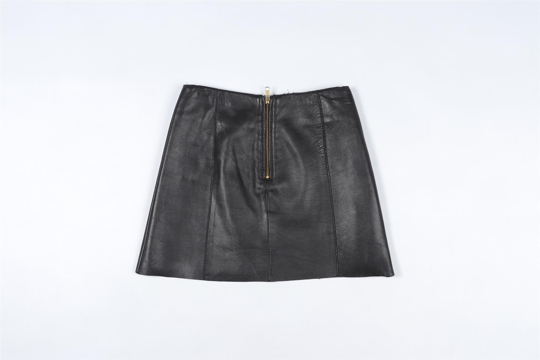 MAJE BLACK LEATHER MINI SKIRT FR 36 UK 8