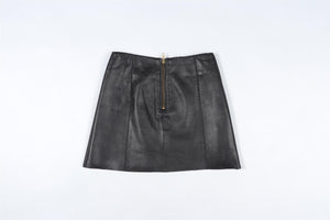 MAJE BLACK LEATHER MINI SKIRT FR 36 UK 8