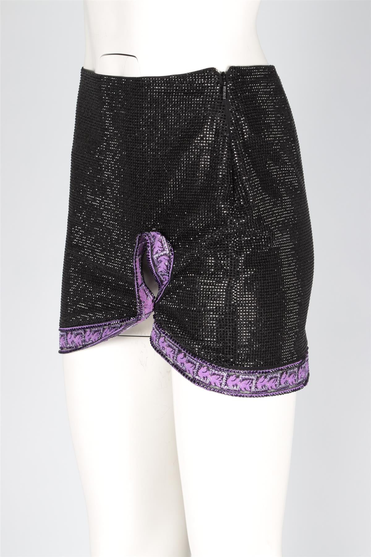 VERSACE BLACK CRYSTAL MINI SKIRT IT 36 UK 4