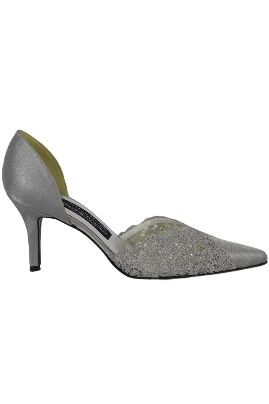 STUART WEITZMAN METALLIC LACE AND SATIN PUMPS EU 37.5 UK 4.5 US 7.5