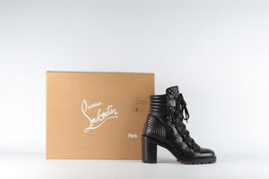 CHRISTIAN LOUBOUTIN BLACK LEATHER ANKLE BOOTS EU 38 UK 5 US 8