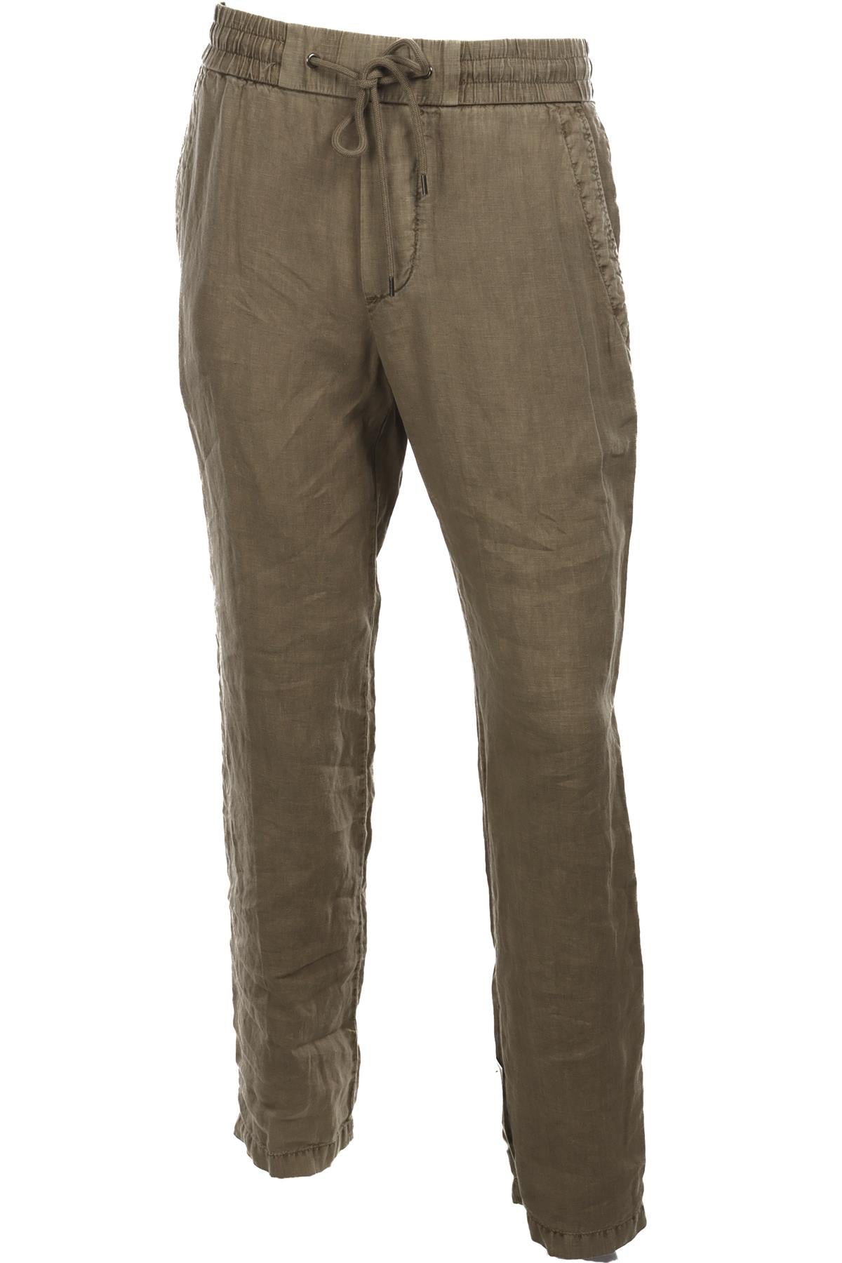 JAMES PERSE KHAKI MENS LINEN STRAIGHT LEG PANTS SMALL