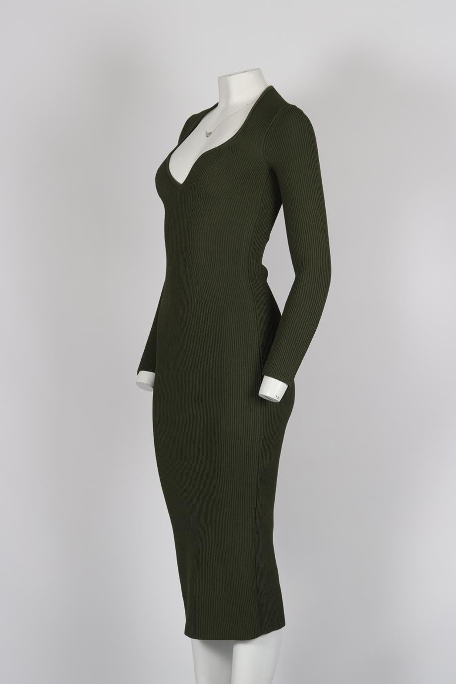 KHAITE RIBBED KNIT MIDI DRESS SMALL