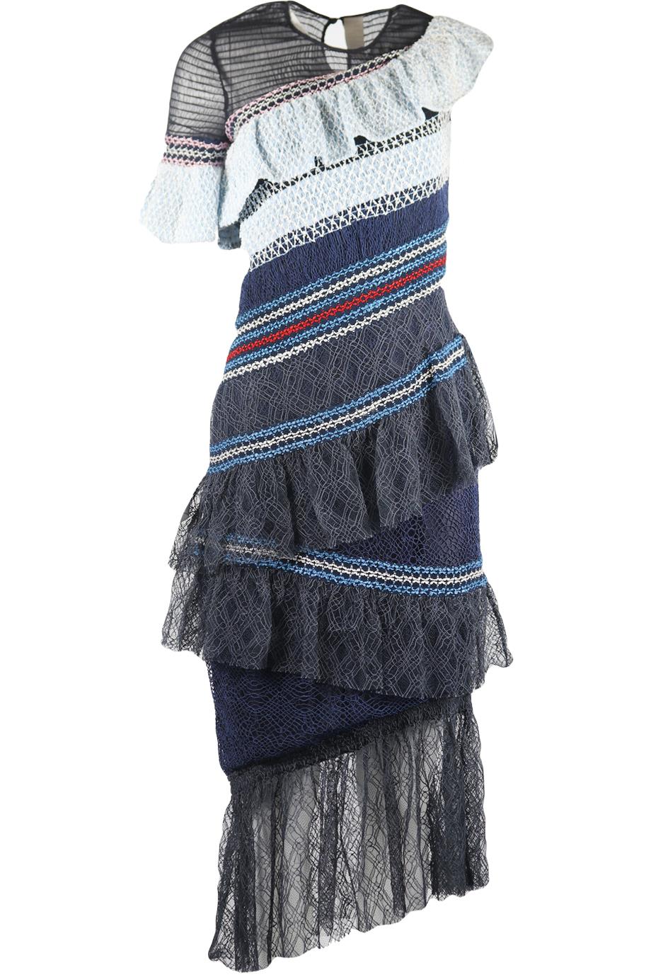 PETER PILOTTO TIERED LACE MIDI DRESS UK 8
